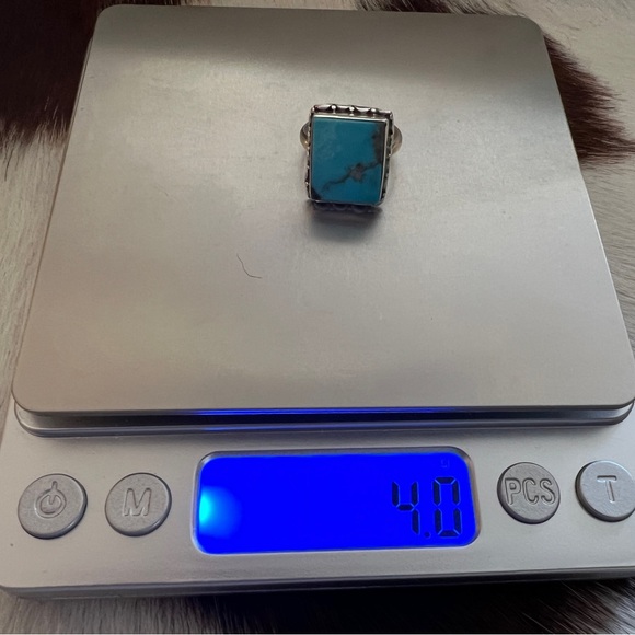 ❤️ Natural Kingman Turquoise  Statement Navajo Western Sterling Ring Size 6.5 - Picture 9 of 15